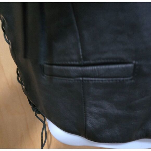 Leather Fringe Vest With Rose Design & Braided Trim For Women - Picture 5 of 10